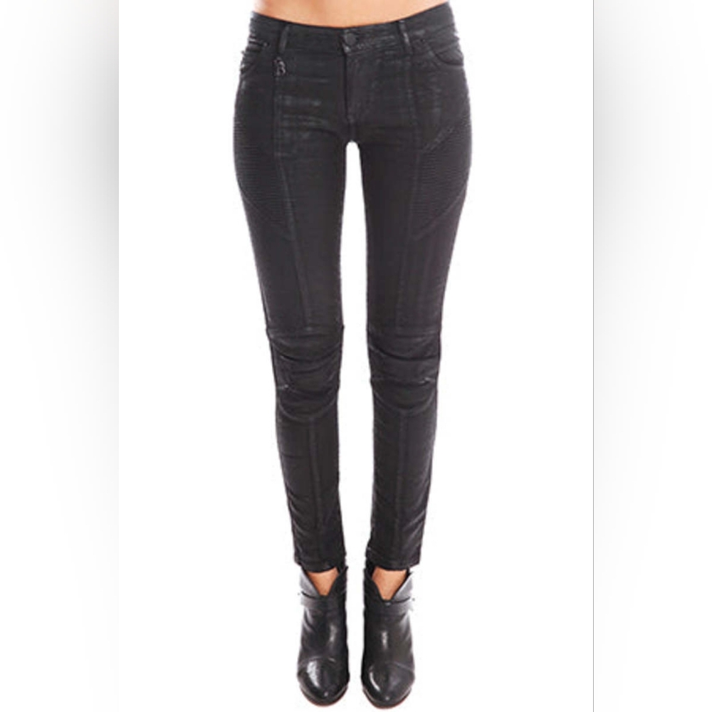 4S. NWT BALMAIN COATED MOTO JEANS SIZE 26